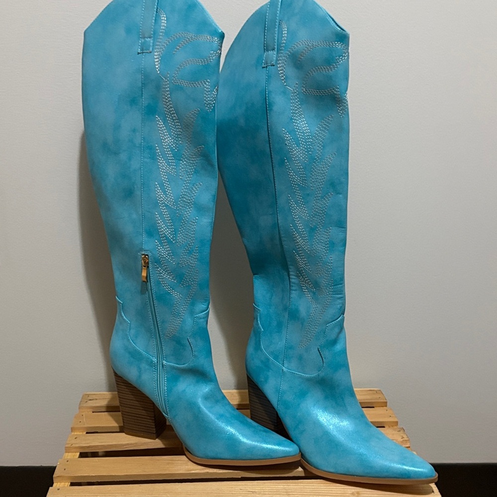 So Me Turquoise Over the Knee Boots